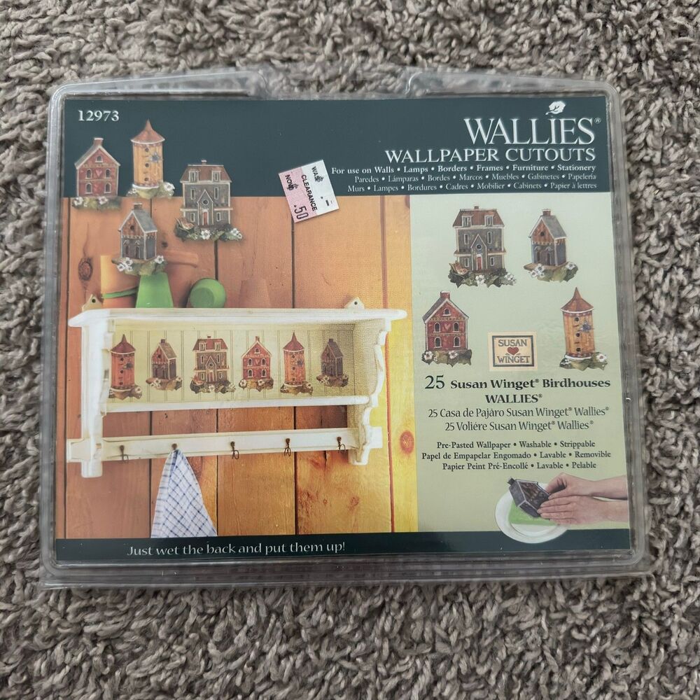 Wallies Wallpaper Cutouts 12973 Susan Winget Birdhouses 25 Pcs Pre-Pasted NEW